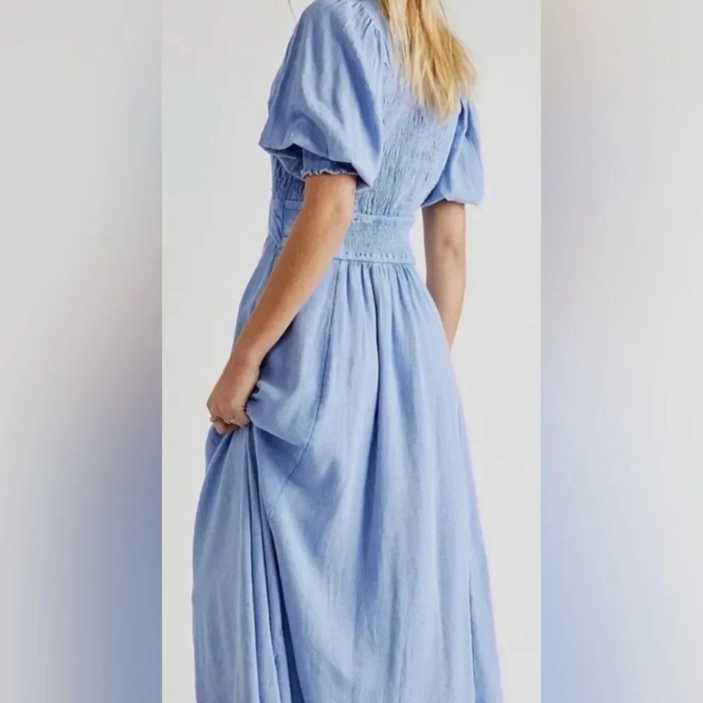 Free People String Of Hearts Maxi Dress Blue Serene Cerulean